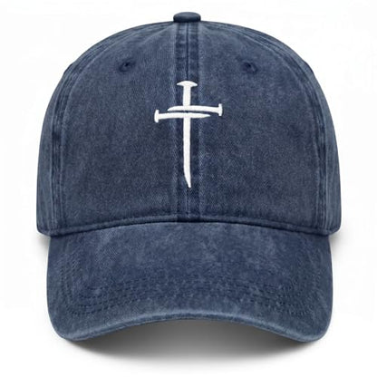 Christian Gifts for Men Women, Religious Cross Logo Embroidered Low Profile Unisex Dad Hat - color: Blue