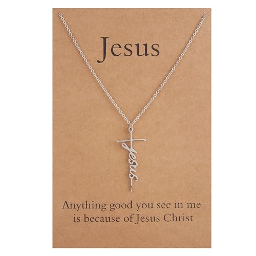 Lcherry Faith Cross Pendant Necklace for Women Religious Christian Jewelry Birthday Christmas Gifts for Women - style: 4-Jesus