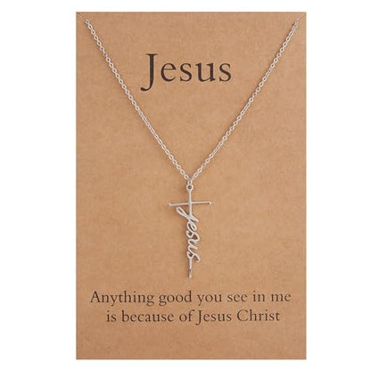 Lcherry Faith Cross Pendant Necklace for Women Religious Christian Jewelry Birthday Christmas Gifts for Women - style: 4-Jesus