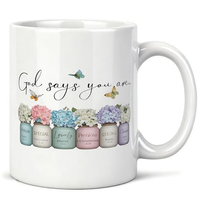 Hydrangeas Flower Christian Mug 11 oz, Christian Gifts for Women, Religious Gifts Coffee Cups Ceramic, Inspirational Bible Verse Ceramic Mug for Coffee Tea Hot Cocoa Home Office Work - color: 10Child