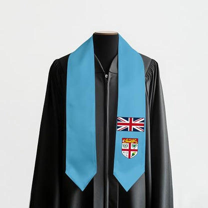 Graduation Satin Sash Scarf 72" Stole - color: Fiji Flag