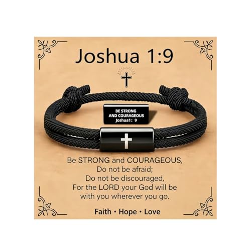Cross Bible Verse Bracelets for Men, Adjustable Braided Rope
