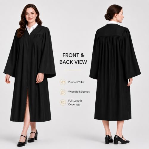 Happy Secret Adult Matte Choir Robe for Church, Graduation and Ceremonies - color: Black, size: 42FF(4'9"-4'11")