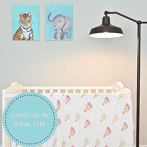 LollyBanks Muslin Swaddle Blankets, 100% Organic Cotton Receiving Blanket - color: The Sky is the Limit Or Lift Me Up