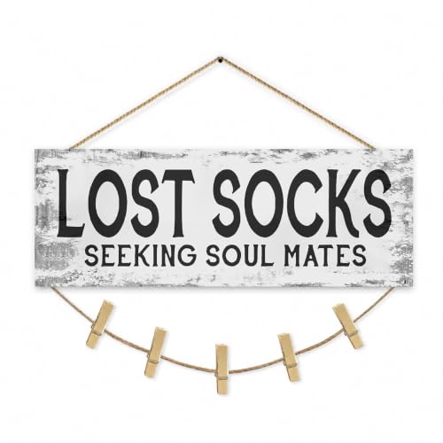 Lost Socks Laundry Room Sign Farmhouse Wall Decor 6"x14.5" - color: Lost Socks