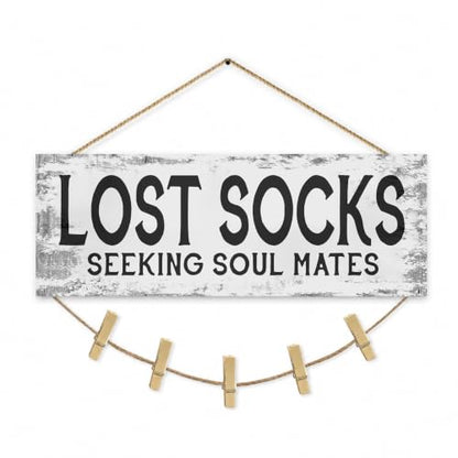 Lost Socks Laundry Room Sign Farmhouse Wall Decor 6"x14.5" - color: Lost Socks