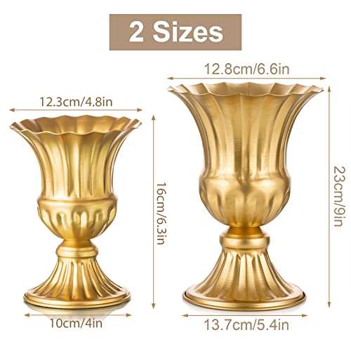 Sziqiqi Gold Metal Vase for Centerpiece, Table Flower Arrangements, 10Pcs - color: Gold, size: 9in-10pcs