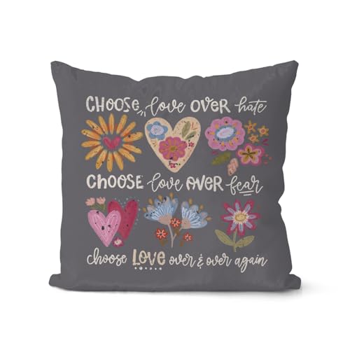 QIYUHOY Boho Floral Heart Affirmations Throw Pillow Covers, 18x18 Inch - color: 003-motivational