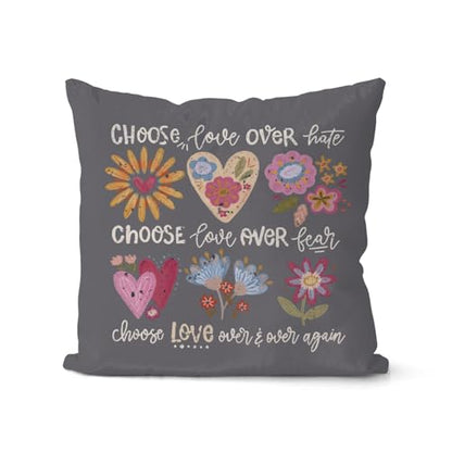 QIYUHOY Boho Floral Heart Affirmations Throw Pillow Covers, 18x18 Inch - color: 003-motivational