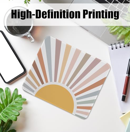 Boho Sun Sunshine Mouse Pad for Desk, Abstract Colorful Sunburst Mousepads with Anti-Slip Rubber Base for Computer Laptop Home Office Desk Accessories, 9.5x7.9 Inch - color: Square mouse pad-Boho sunshine
