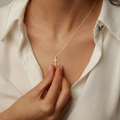 Turandoss 14K Gold Plated Cross Necklaces for Women Girls Jewelry Gifts - color: 14k gold cross necklace