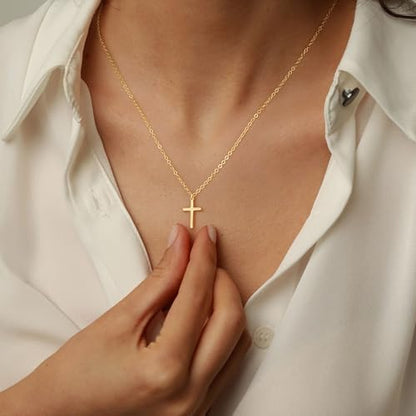 Turandoss 14K Gold Plated Cross Necklaces for Women Girls Jewelry Gifts - color: 14k gold cross necklace