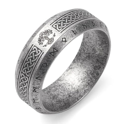 Viking Rings Stainless Steel Viking Norse Runes Wolf Raven Ring Jewelry for Men Women Size 7/8/9/10/11/12/13 - style: Viking Tree of Life&Runes A