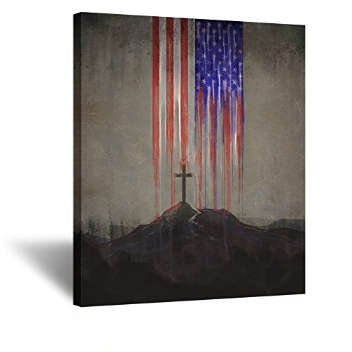 KREATIVE ARTS Modern Canvas Prints Wall Art Christian cross Vintage Poster Contemporary Painting Stretched Gallery Canvas Wrap Giclee Print Ready to Hang for Home Decor 20x24inch