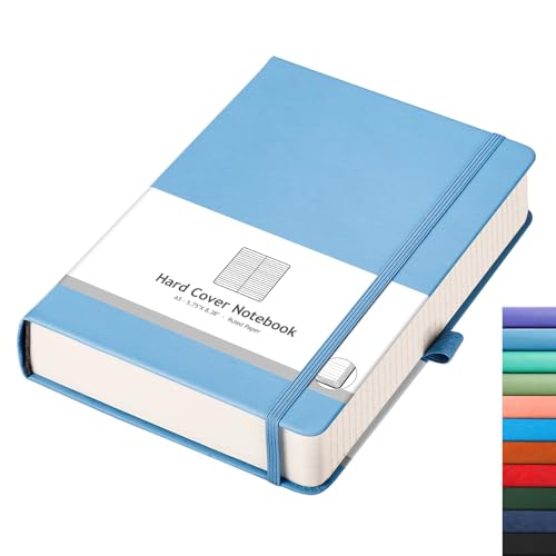 AHGXG Lined Journal Notebook, 320 Numbered Pages, A5 (5.75'' X 8.38'') - color: Light Blue, size: A5