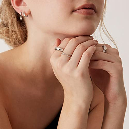 PAVOI 14K Gold Plated X Ring Simulated Diamond CZ Criss Cross Ring for Women - color: White Gold, size: 7