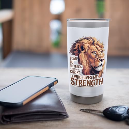 I Can Do All Things Through Christ Who Gives Me Strength Stainless Steel Insulated Tumbler - color: White