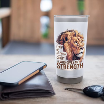 I Can Do All Things Through Christ Who Gives Me Strength Stainless Steel Insulated Tumbler - color: White