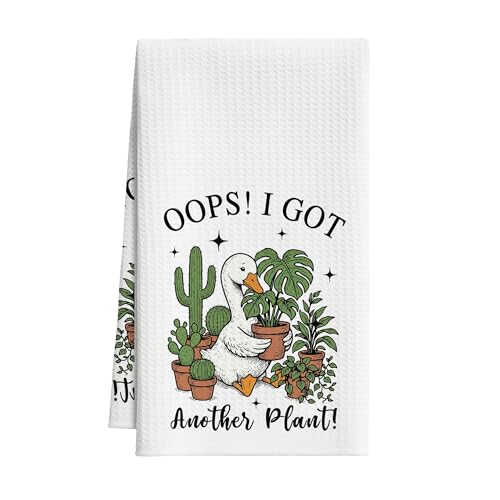 Funny Goose Plant Kitchen Towels, Plant Lovers Lady Mom Dish Towel for Kitchen Bathroom, Gardening Gifts Decorative Hand Towels, Cute Goose Fast Drying Tea Towel, Spring Gifts Home Decor-S25 - color: Funny Goose Plant