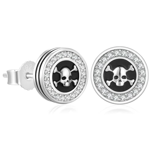 KRKC&CO Earrings for Men, Sterling Silver Earrings Studs, Hypoallergenic - color: Black C