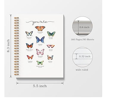 Spiral Bible Butterfly Journaling Notebook 5.5x8.3, Prayer Journal for Women Spiral Bound, Christian Gifts for Women, Motivational School Notebooks Journal for Teen Girls - color: You Are…