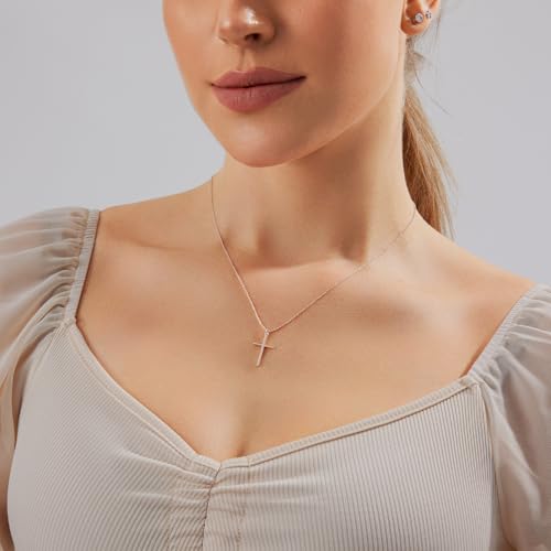 Luxval Cross Necklace for Women -Dainty 14K Gold Plated Cross Necklace Layered Gold Cross Necklace Cross Choker Necklace Gold Cross Necklaces for Women Trendy Gold Jewelry Gifts for Women - color: Silver--Cross