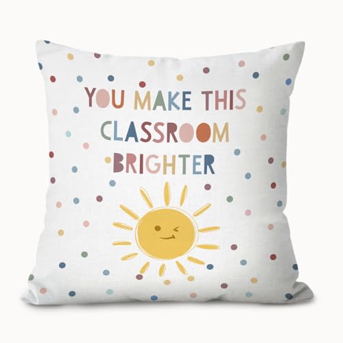 Boho Classroom Decor Throw Pillow Cover 18x18 - color: Brigther
