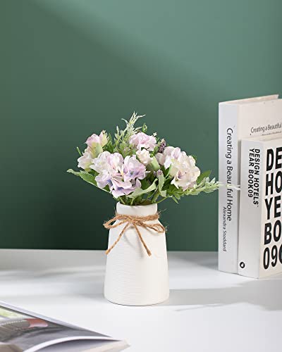 White Vase -Flower Vase, Small Vases for Décor, Ceramic Vase for Shelf Décor, Table Décor, Decorative Vase for Bookshelf, Fireplace Mantle, Office, Centerpieces, Petite Farmhouse Décor - color: White