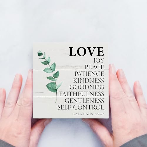 Fruit of the Spirit, Love Joy Peace Patience Sign, Christian Wooden Sign - color: Green