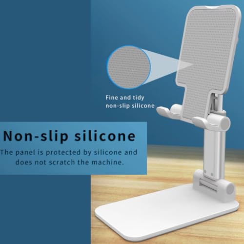 Adjustable Cell Phone Stand – Foldable Desk Phone Holder for iPhone 16 15 14 13 12 11 Pro Max, Galaxy S25 S24, All Smartphones, Portable Office & Home Accessory (Silver) - color: Silver