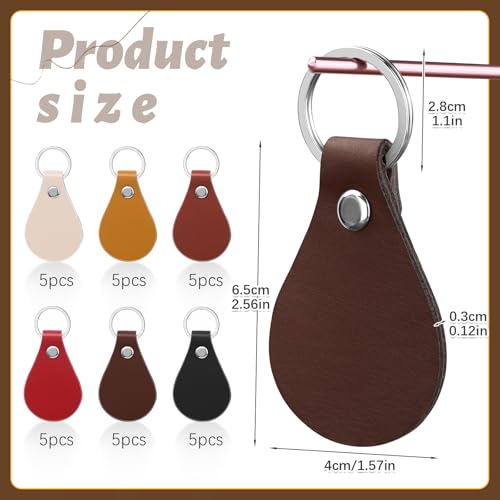 30 Pcs Leather Keychain Blanks, Leather Key Fob Kit Laser Engraving Blanks - color: Brown 2