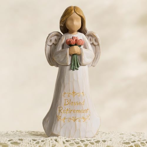 Retirement Angel Gifts for Women, Hand Painted Guardian Angel Figurines Happy Retirement Gifts for Nurses, Teacher, Coworkers - color: Retirement Blessing Angel