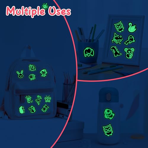50 Pcs Glow in The Dark Neon Animals Stickers for Water Bottle, Waterproof Vinyl Cartoon Animals Laptop Decals, Phone Case Luggage Scrapbook Mug Decorations - color: Luminescent-462ksxx