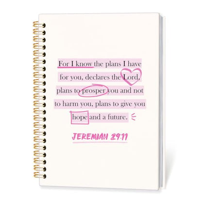 Christian Spiral Notebook, Jeremiah 29:11 Bible Journal for Women,A5 - color: Bible-Jeremiah 29:11