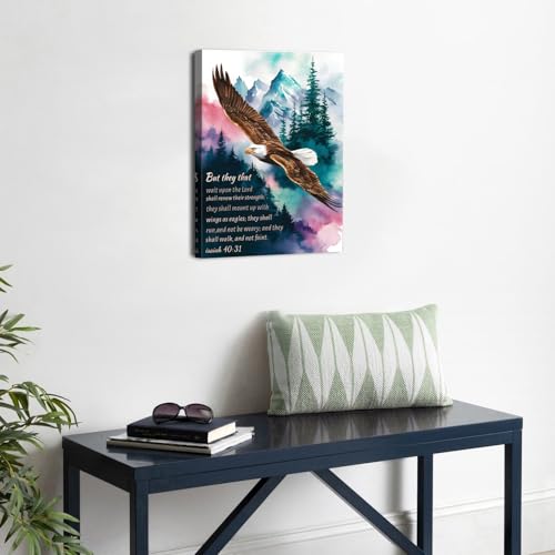 Christian Wall Art Eagle Pictures Isaiah 40 31 Bible Verse Wall Art 12x16" - color: Christian01, size: 16"L x 12"W