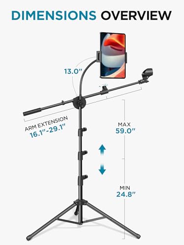 InnoGear Mic Stand Floor Tablet Phone Holder Tripod Microphone Boom Arm