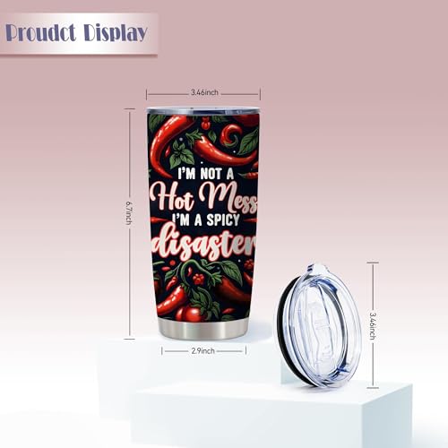 20oz I'm Not A Hot Mess I'm A Spicy Disaster Stainless Steel Mug with Lid - color: I'm Not A Hot Mess,I'm A Spicy Disaster