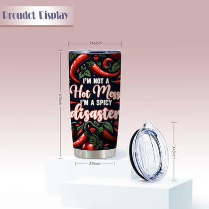 20oz I'm Not A Hot Mess I'm A Spicy Disaster Stainless Steel Mug with Lid - color: I'm Not A Hot Mess,I'm A Spicy Disaster