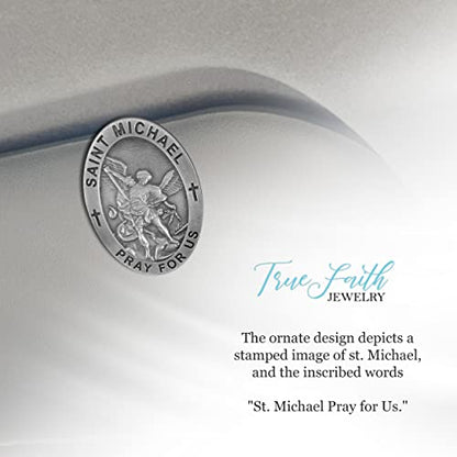 True Faith Jewelry Pewter Oval St Michael Car Visor Clip, Archangel Patron Saint of Police, Law Enforcement Officer Gifts for Men and Women, Fine Pewter (92% Tin), 2 x 1-5/8 Inch - size: St. Michael (Oval)