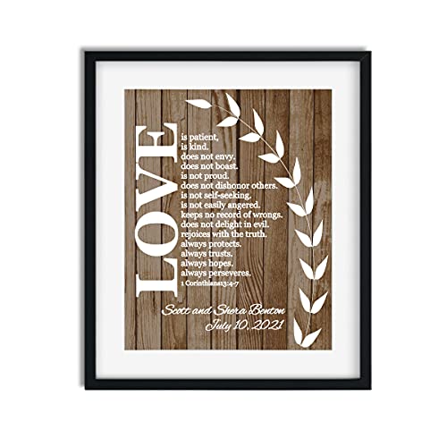 Canary Road Personalized Corinthians Paper Art Print | Religious Wedding Decor | Custom Wedding Sign Christian Anniversary | Christian Couple Gift | Engagement Gift