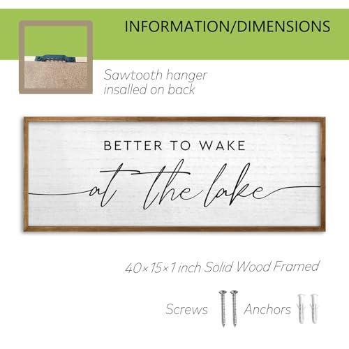 TQianJiang Lake House Decor Better To Wake At The Lake Sign 40"×15" Wood - color: Better To Wake At The Lake (Wood), size: 40"L x 15"W