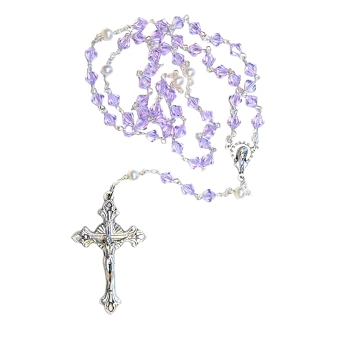 Catholic Prayer Rosary Created with Swarovski® Crystals-Glass-Silver-Gold - color: Alexandrite - June - SILVER