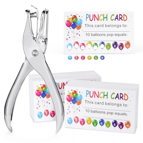 ONEDONE Punch Card 200 PCS Punch Cards for Classroom Incentive Awards - size: 3.5 IN Balloons