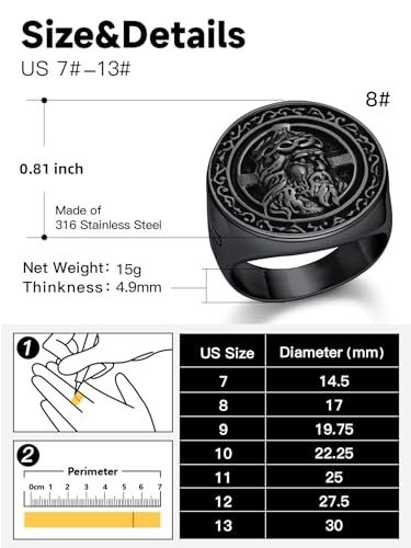 Christian Cross Rings for Men - Stainless Steel Jesus Jewelry with Celtic Knot Sides (Gold/Black/Silver) - Catholic Religious Gift, Size 7-13 - color: I: Black-Jesus
