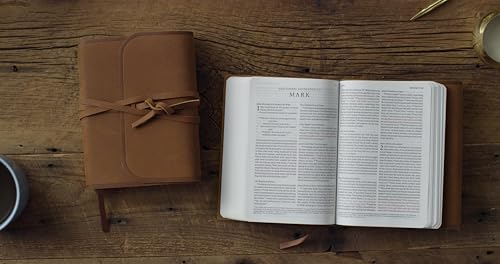 ESV Large Print Compact Bible, Red Letter (Natural Leather, Brown, Flap with Strap): Holy Bible, English Standard Version
