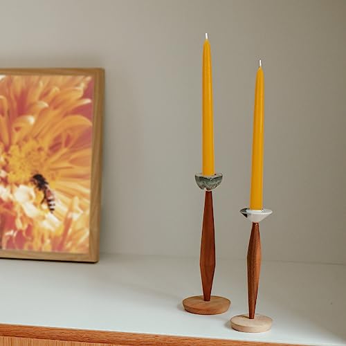 10-Pack 8" Natural Yellow Pure Beeswax Taper Candles, Dripless & Smokeless - color: Yellow, size: 8“