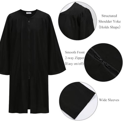 Populus 6-Pack Unisex Adult Matte Choir Robes for Church, Graduation Gowns - color: Black, size: Size 57
