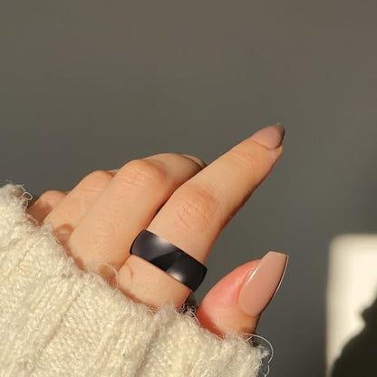 King Will 316L Wedding Band for Men Women, 4-8mm I LOVE YOU Dome Size 4-15 - color: D-Black-8mm