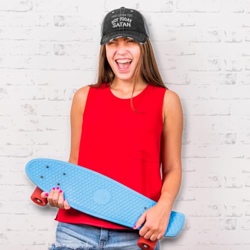 Custom Soft Mesh Cap Embroidered Not Today Satan Jesus Christ Christian - color: Black Gray Personalized Text Here