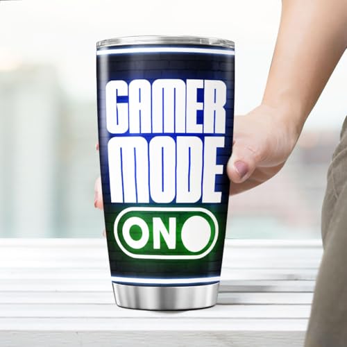 Mode On Insulated Stainless Steel Tumbler, Funny Gaming Cup for Men Boys Teenagers, I Paused My Game to Be Here 20oz Travel Mug for Coffee Water Juice Gift - color: Gamer Life J3